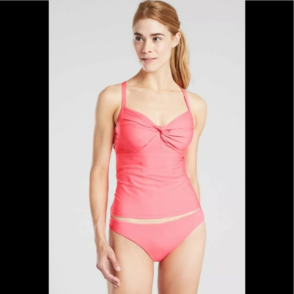 🌿 ATHLETA Twist Up Tankini Top 36 B/C Wink Pink New with Tags!Quick Dry $84 UPF